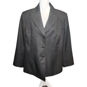 Suit Studio Jacket Blazer Womens 16W Black Herringbone Career C-Suite Officecore